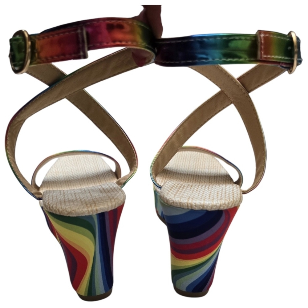 Colorful Strappy Wedge Sandals - Picture 6 of 12